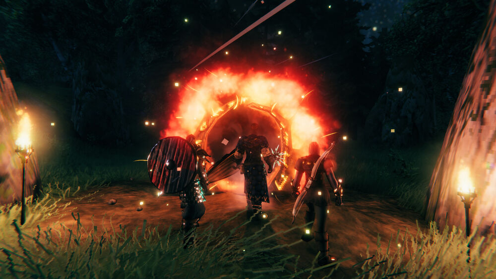 Official Valheim screenshot of a Viking at a glowing portal